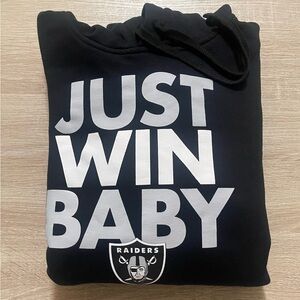 Nike Men’s Raiders NFL Black Hoodie with White "JUST WIN BABY"